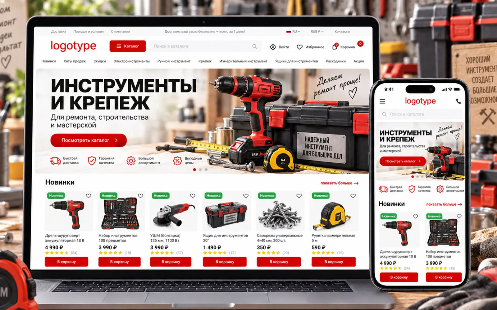 Готовый интернет-магазин инструментов и крепежа на PrestaShop | Ewonta