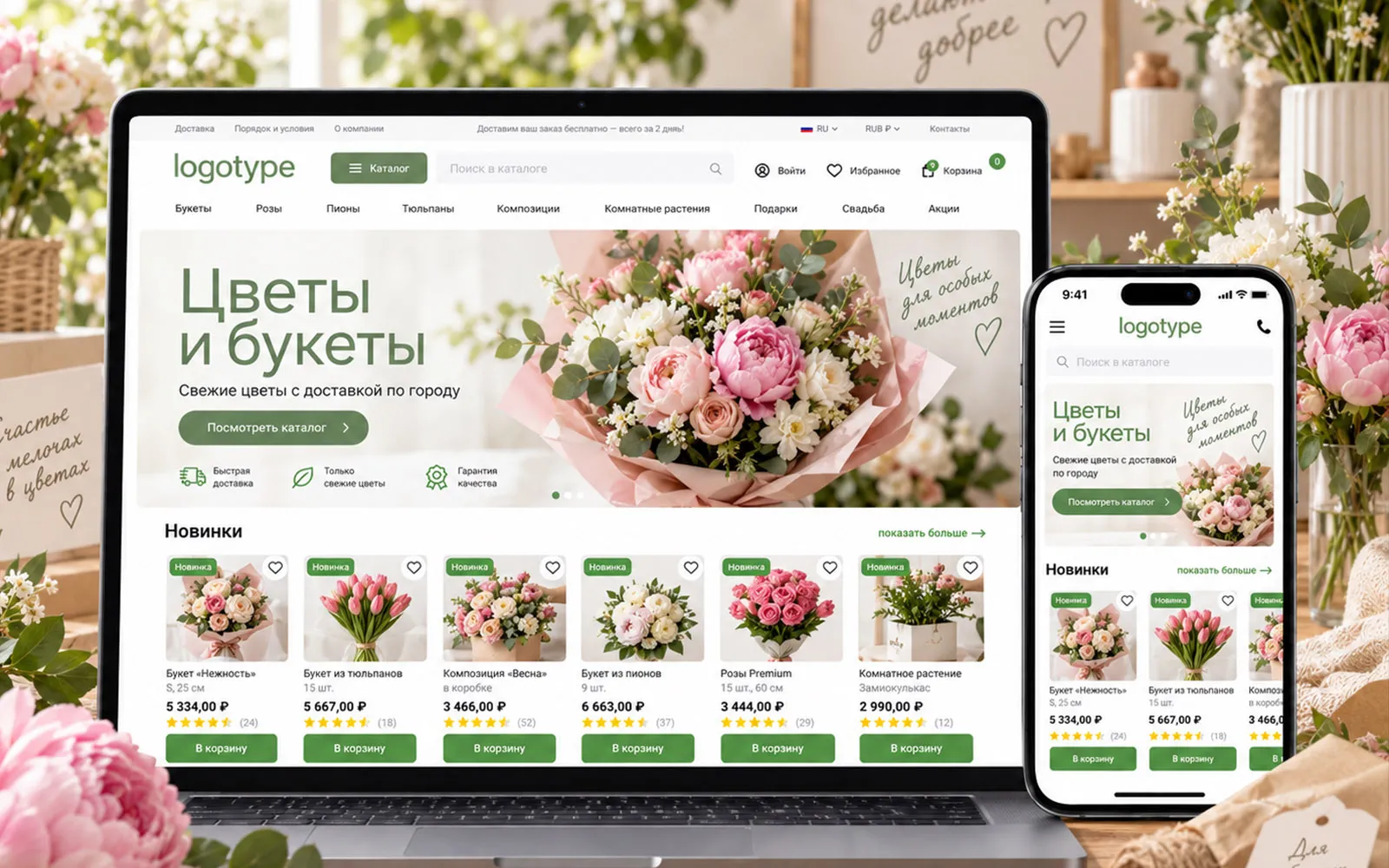 Готовый интернет-магазин цветов на PrestaShop - Купить шаблон | Ewonta