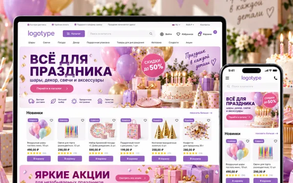 Готовый интернет-магазин товаров для праздника на PrestaShop | Ewonta